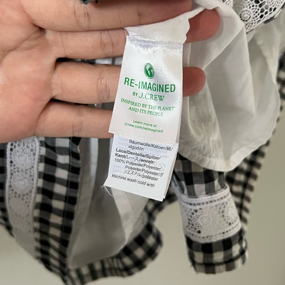 J. Crew Black Label Gingham & Daisy Appliqué Top - Picture 6 of 10